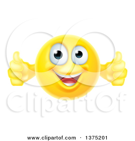 Clipart Of A Yellow Smiley Emoji Emoticon Giving Two Thumbs Up