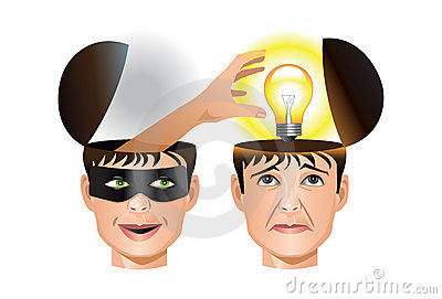 Concept Of A Man Stealing Another Man S Idea Royalty Free Stock Images