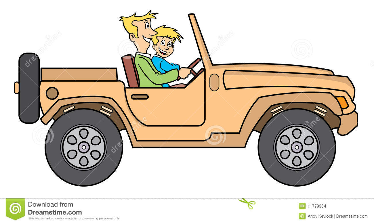 Father And Son In Jeep Illustration Stock Images   Image  11778364