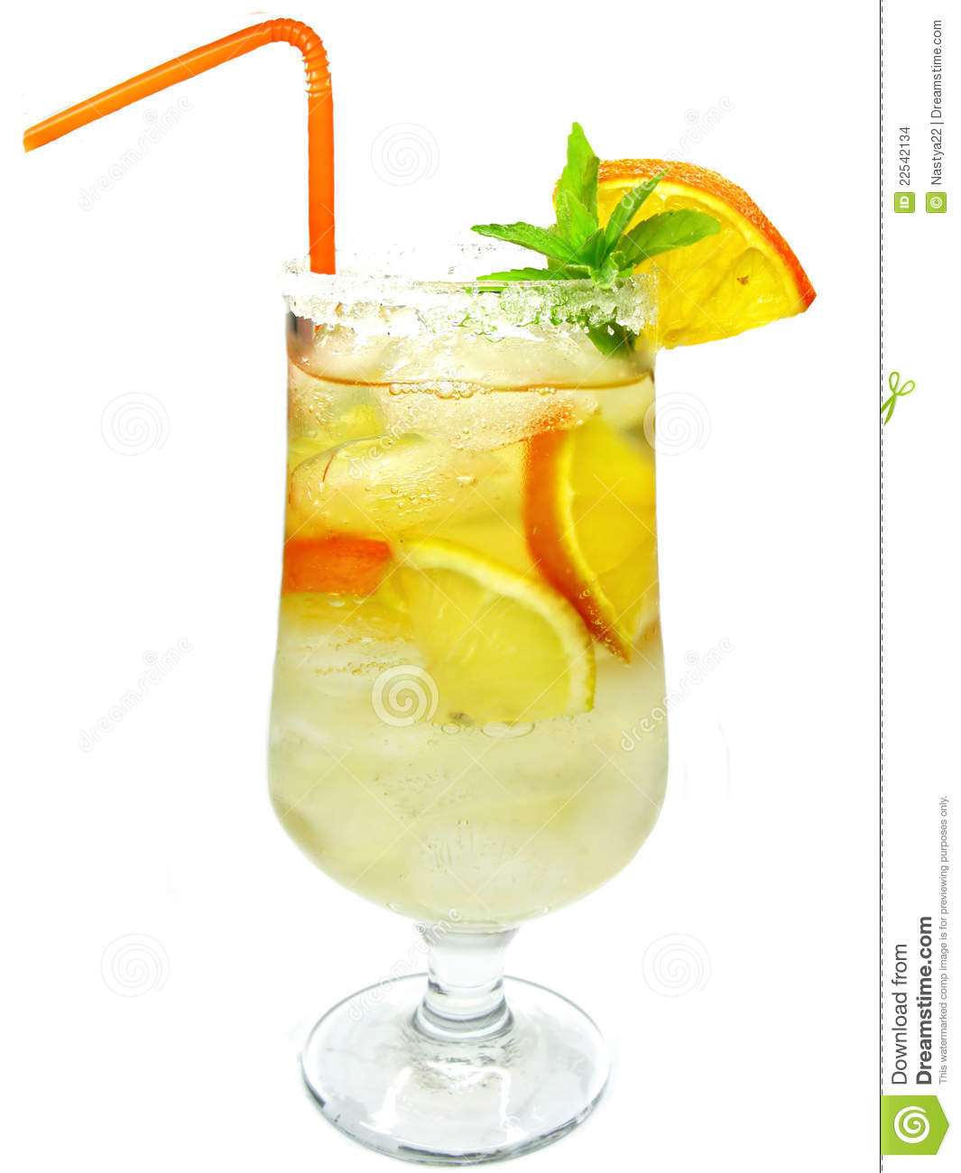 Fruit Juice Cocktail Drink Lemonade With Ice And Mint
