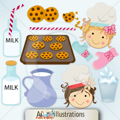 Milk And Cookies  Cooking  Baking Fun In The Kitchen Clipart   Milk    