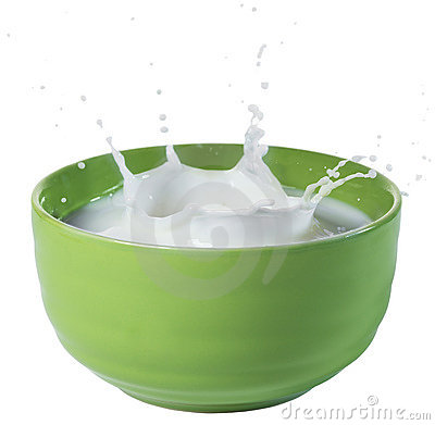 Milk Splashing In Green Bowl Stock Photos   Image  17281063