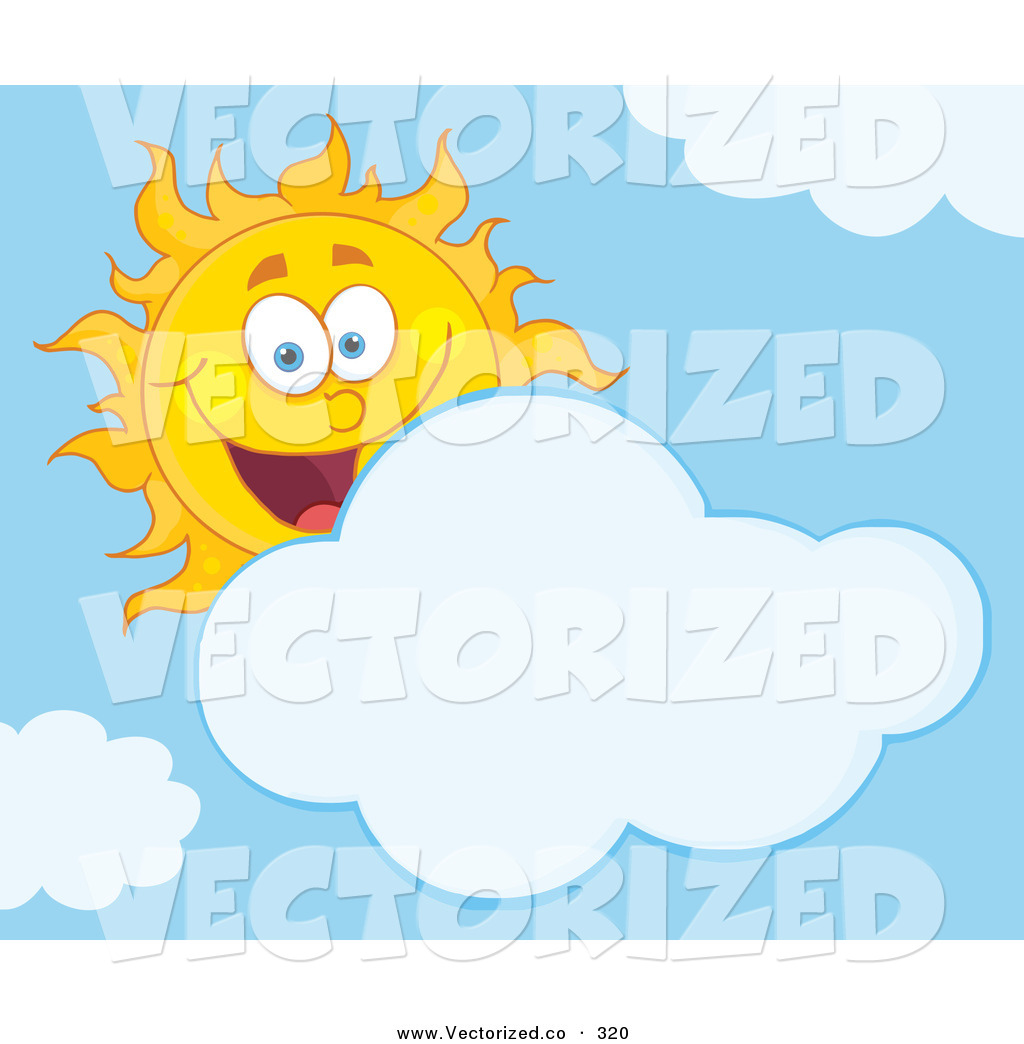 Of A Happy Summer Sun Smiling Behind A Cloud In A Blue Sky By Hit Toon    