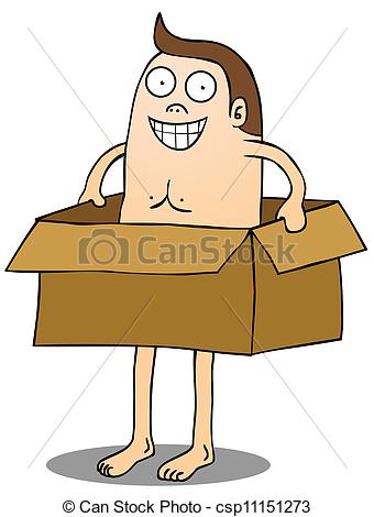 Of Man In Box   A Naked Man Inside A Box Csp11151273   Search Clipart