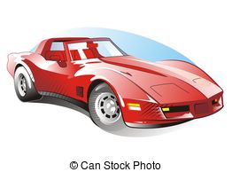 Red Sports Car And Sail Boat Stock Illustration