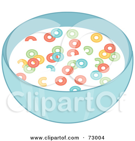 Royalty Free  Rf  Clipart Illustration Of A Blue Bowl Of Fruity Cereal