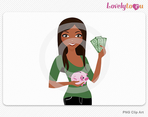 Saving Woman Clipart Piggy Bank Money Saver Digital Png Clipart