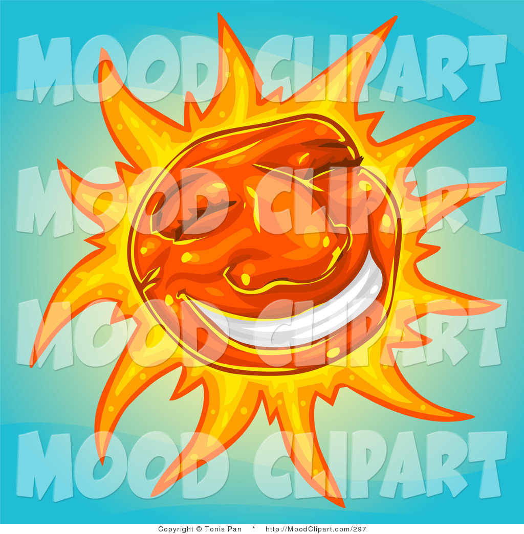 Sun With A Big Smile And Rays Of Light Smiling In A Blue Sky By Tonis