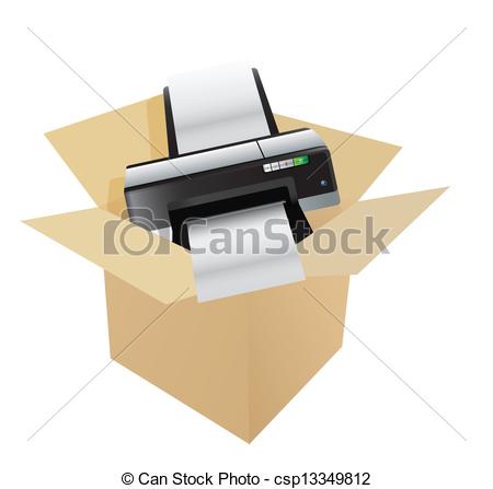 Vector Clip Art Of Printer Inside A Box Illustration Design Over White