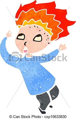 Boy With Hair On Fire   Retro Cartoon    Csp15633830   Search Clip Art    