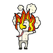 Cartoon Man On Fire   Clipart Graphic