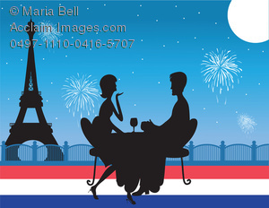     Dinner At An Outdoor Caf  In Paris At Night   Eiffel Tower Clipart