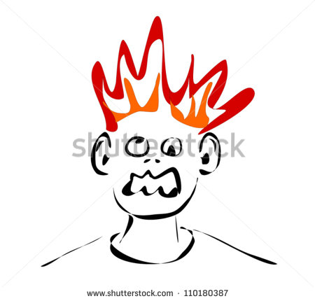 Doodle Of Man With Hair On Fire   Stock Vector