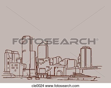 Drawing   An Illustration Of City Harbor  Fotosearch   Search Clip Art