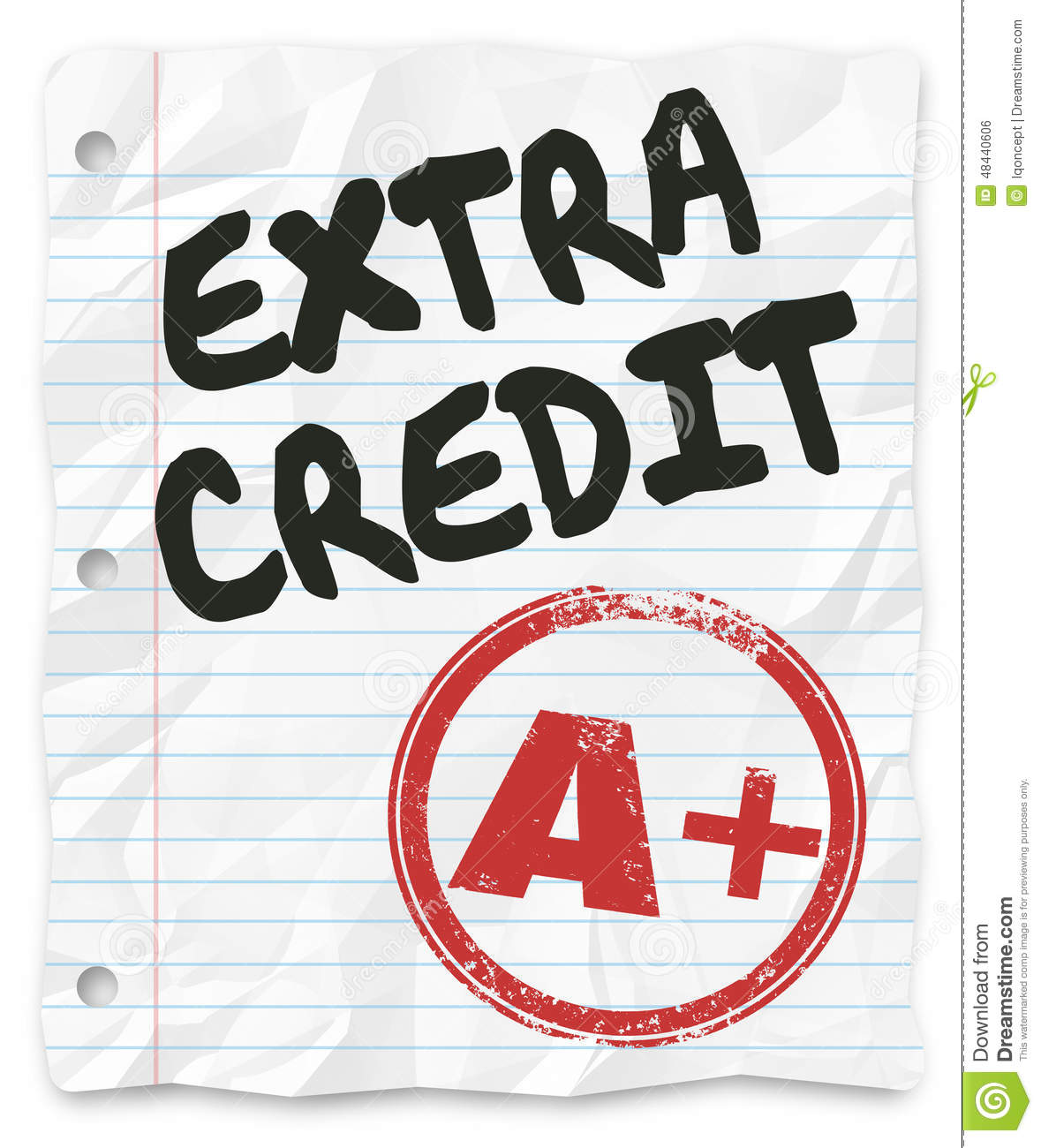 Extra Credit Added Points Results Graded School Paper Homework Stock
