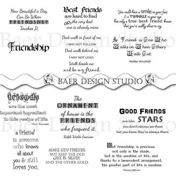 Friendship Quotes Digital Word Art Clip Art For Cards Scrapbooking