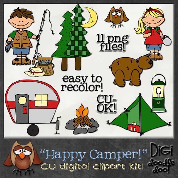 Happy Camper  Cu Clipart Outdoor   Camping Themed Clipart Style    
