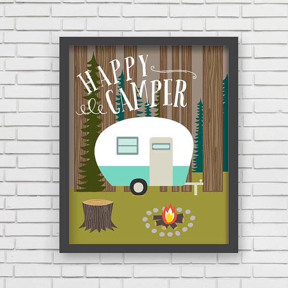 Home Decor Camping Wall Art Happy Camper Art By Lucydarlingprints
