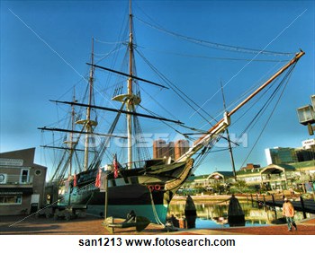 Of Tall Colonial Ship Docked At The Inner Harbor Baltimore Maryland