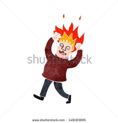Retro Cartoon Man With Hair On Fire   Stock Vector