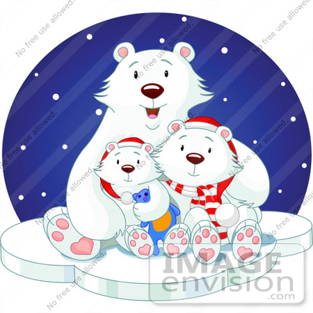 Royalty Free Holiday Clip Art Picture Of A Cuddling Polar Bear Family