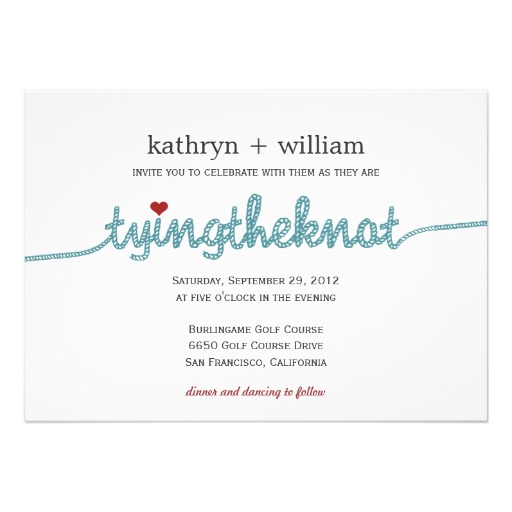Tying The Knot Modern Wedding Invitation 5 X 7 Invitation Card    