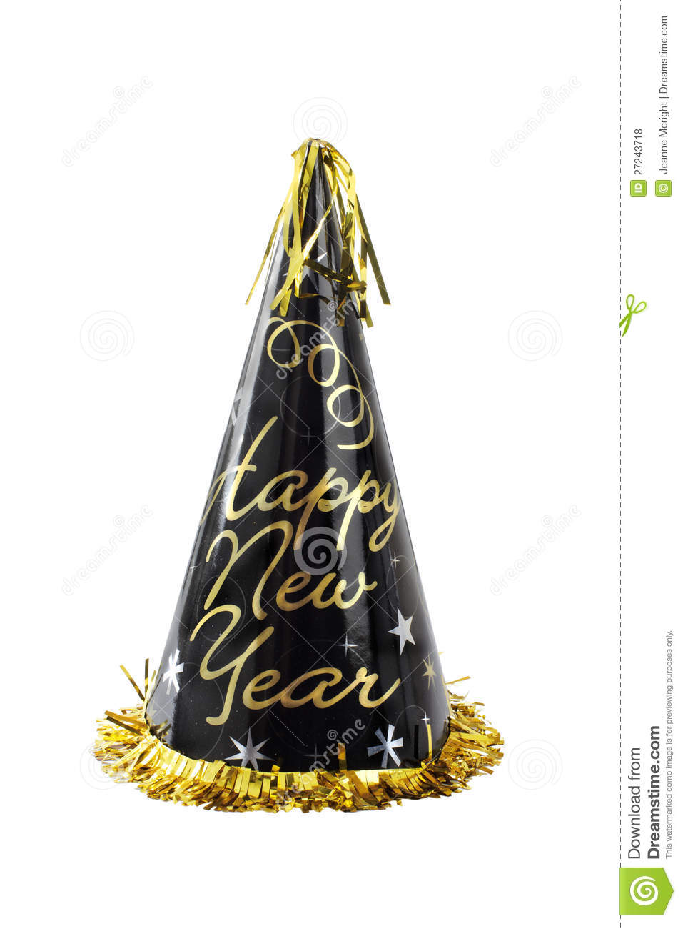 Black And Gold Happy New Year Party Hat Royalty Free Stock Photos
