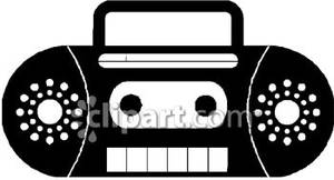 Boom Box In Black And White   Royalty Free Clipart Picture