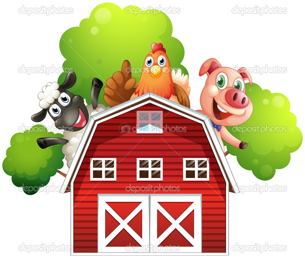 Cartoon Barn A Barn With Animals At The