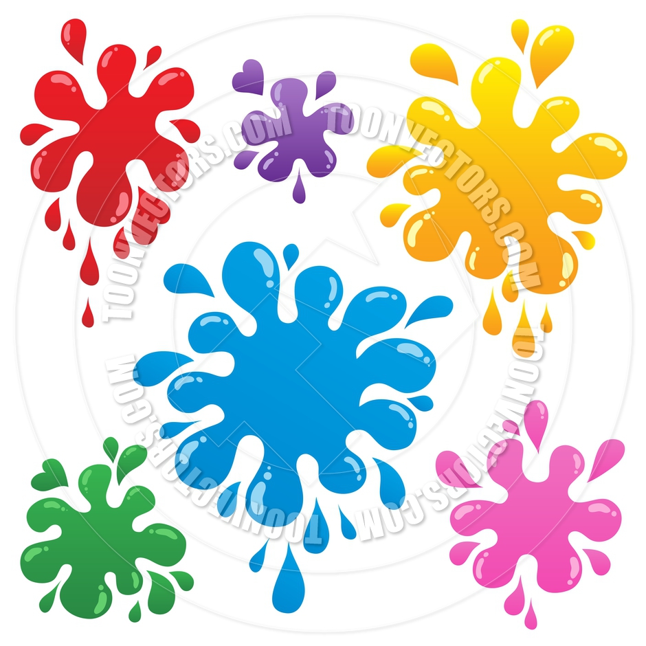 Cartoon Colorful Ink Blots Collection By Clairev   Toon Vectors Eps