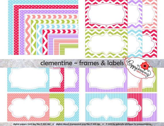 Clementine Frames   Labels Clip Art Pack Card By Poppydreamz  3 49