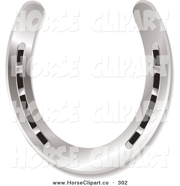 Clip Art Of A Shiny New Silver Horseshoe On A White Background By