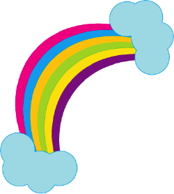 Clip Art Of Two Blue Clouds Connecting A Colorful Rainbow