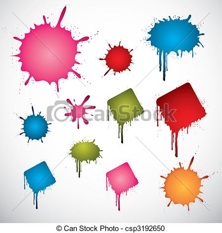 Clipart Of Colored Ink Spots   Set Of Various Colored Vector Ink Spots
