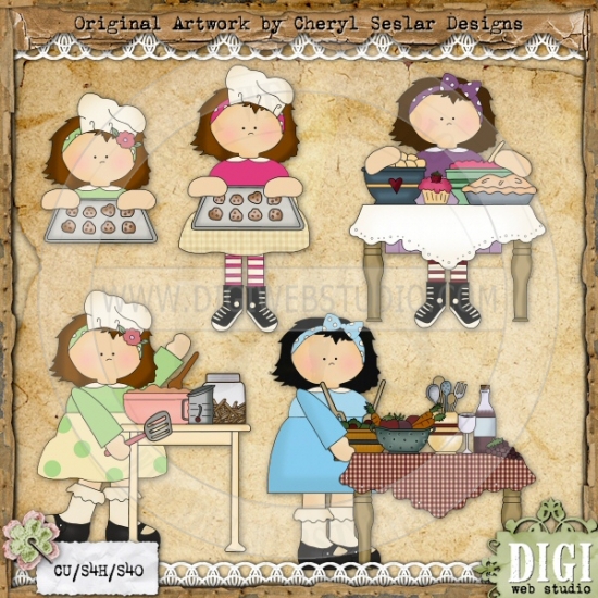 Cooking Kids 1   Cheryl Seslar Country Clip Art   Digi Web Studio    
