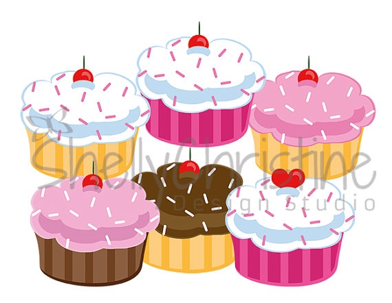 Cupcake Clipart   Bakery Clip Art   Digital Cupcake Clipart   Set Of 6    