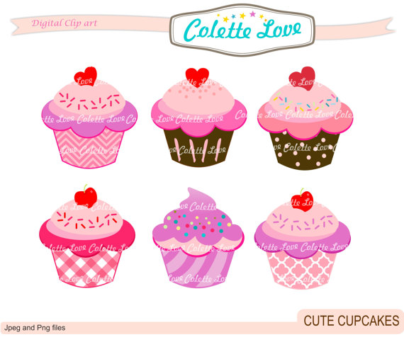 Cupcakes Clip Art  Pink Clip Art Card Making Scrapbooking