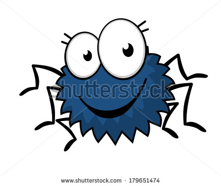 Cute Little Spiky Cartoon Spider With Six Legs Large Googly Eyes And    