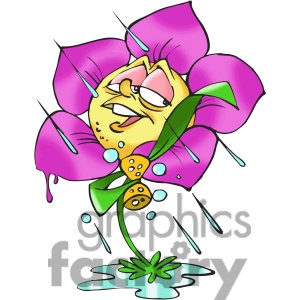 Free Cartoon Flower In The Rain Clipart Image Picture Art   388339