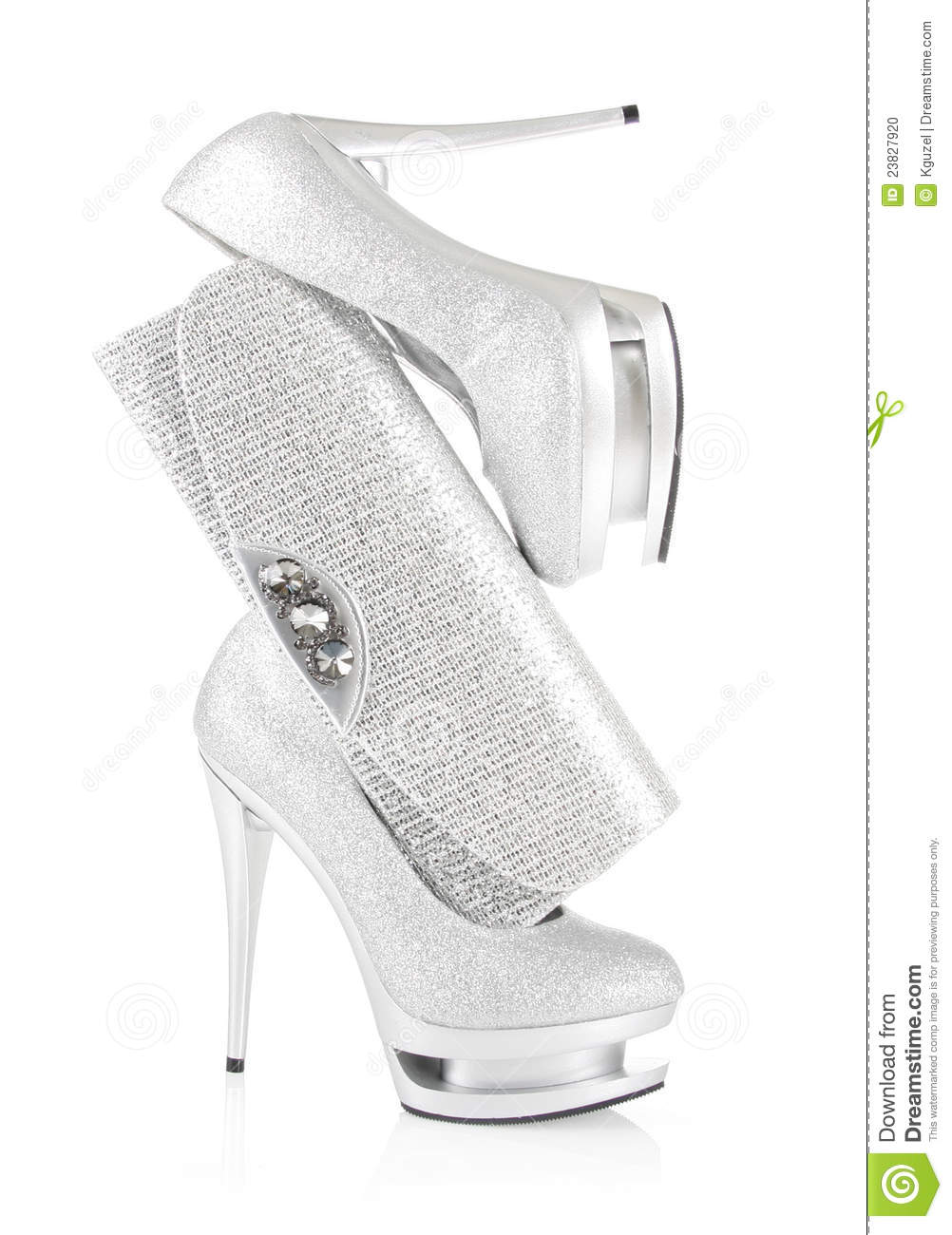 Glitter Silver Shoes And Clutch Bag Stock Photo   Image  23827920