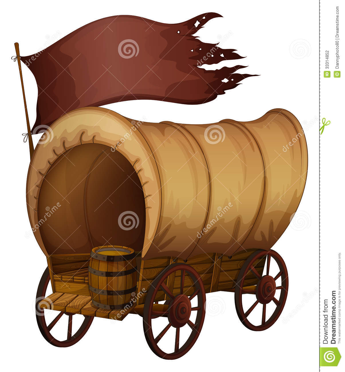 Illustration Of A Wooden Carriage On A White Background