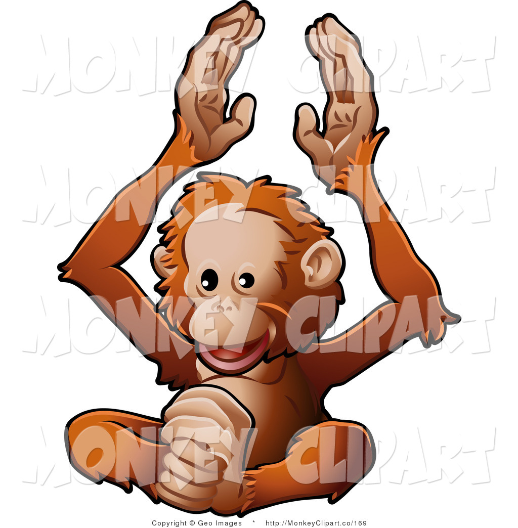 Larger Preview  Clip Art Of A Happy Orangutan Monkey Clapping By Geo