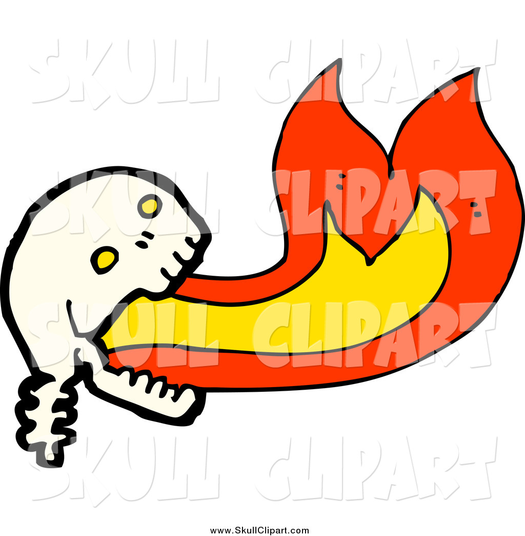 Larger Preview  Vector Clip Art Of A Human Skull Breathing Flames By