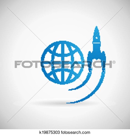 New Business Project Startup Symbol Rocket Space Ship Launch Icon