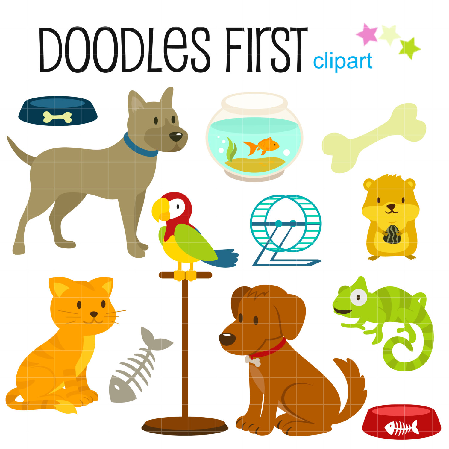 Petshop Animals And Accesories Digital Clip Art By Doodlesfirst