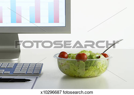 Picture   Salad Bowl On Office Desk  Fotosearch   Search Stock