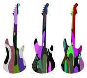 Set Of Stylized Colorful Guitars Isolated Stock Photo