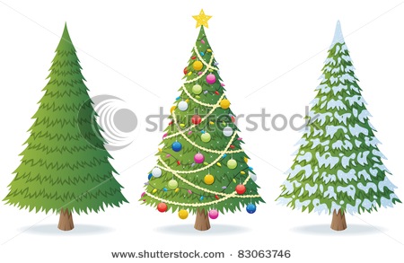 Snow Covered Pine Trees Clip Art Three Christmas Trees