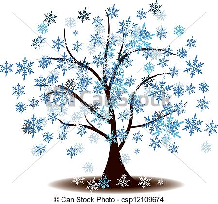 Vector   Winter S Tree Covered With Snow   Stock Illustration Royalty