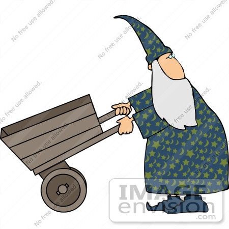 Wizard Pushing A Wooden Wagon Clipart    13093 By Djart   Royalty Free